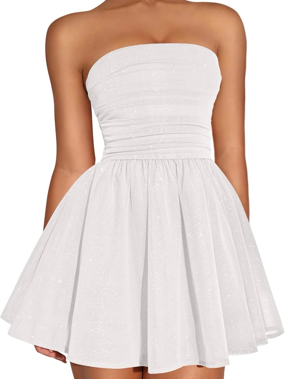 Amazon White Strapless Sparkle Mini Dress